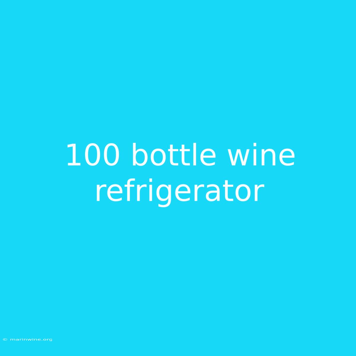 100 Bottle Wine Refrigerator