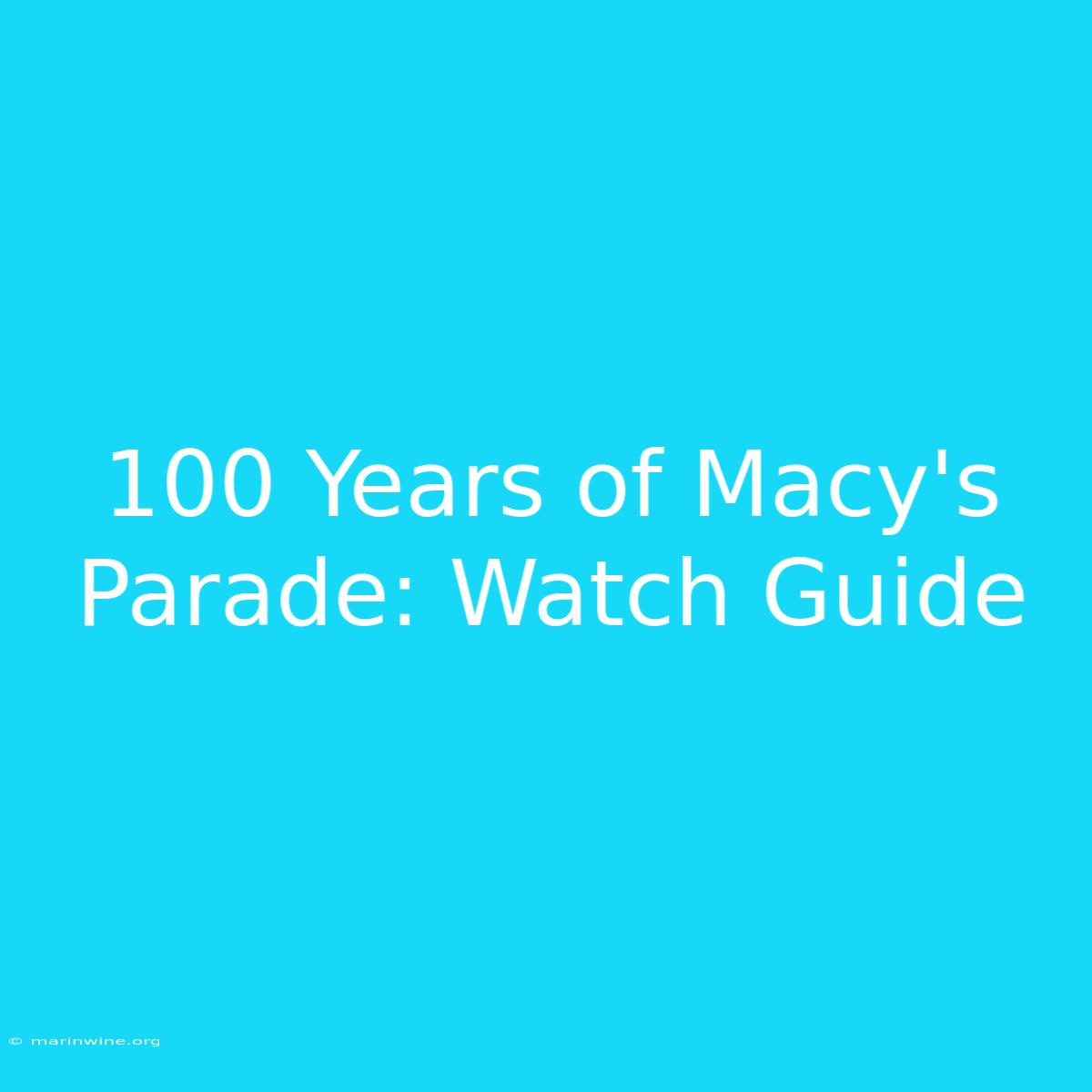 100 Years Of Macy's Parade: Watch Guide