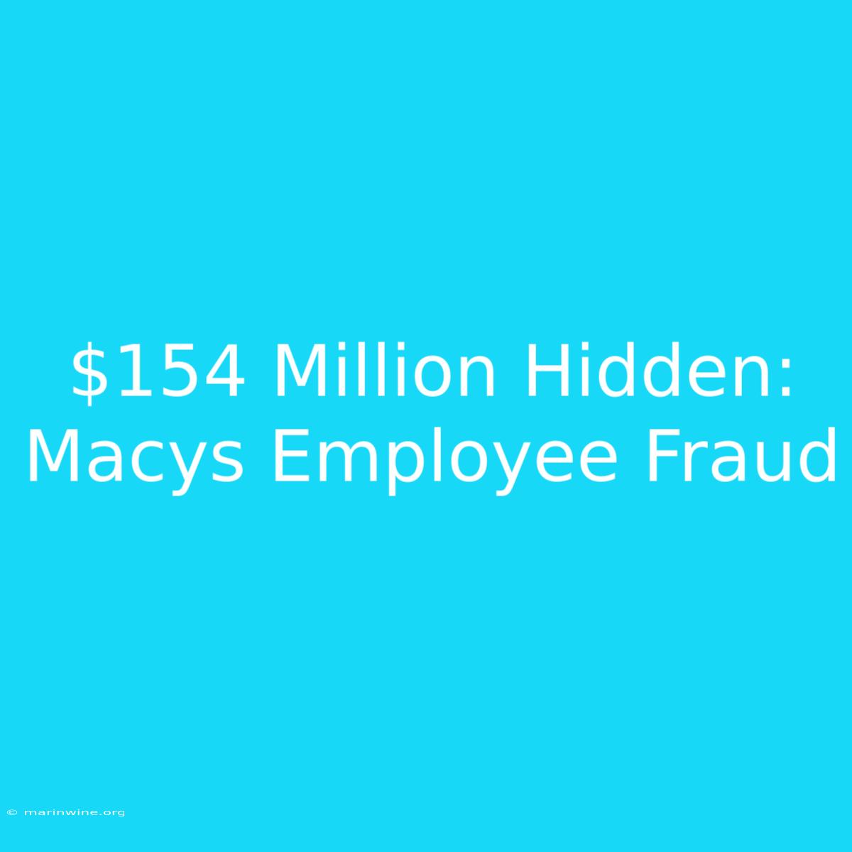 $154 Million Hidden: Macys Employee Fraud