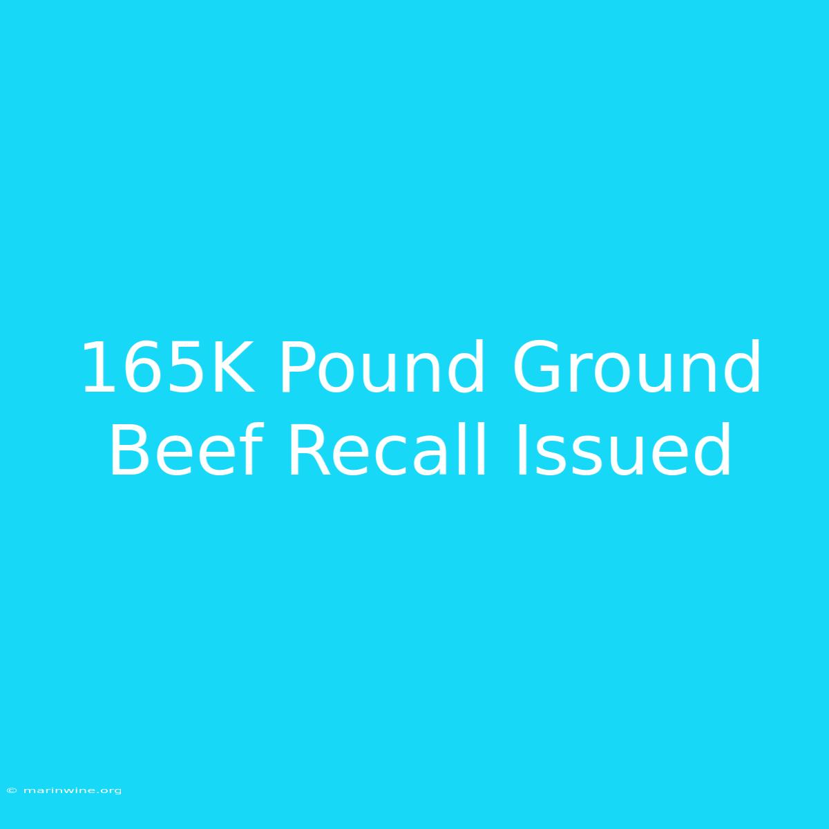 165K Pound Ground Beef Recall Issued