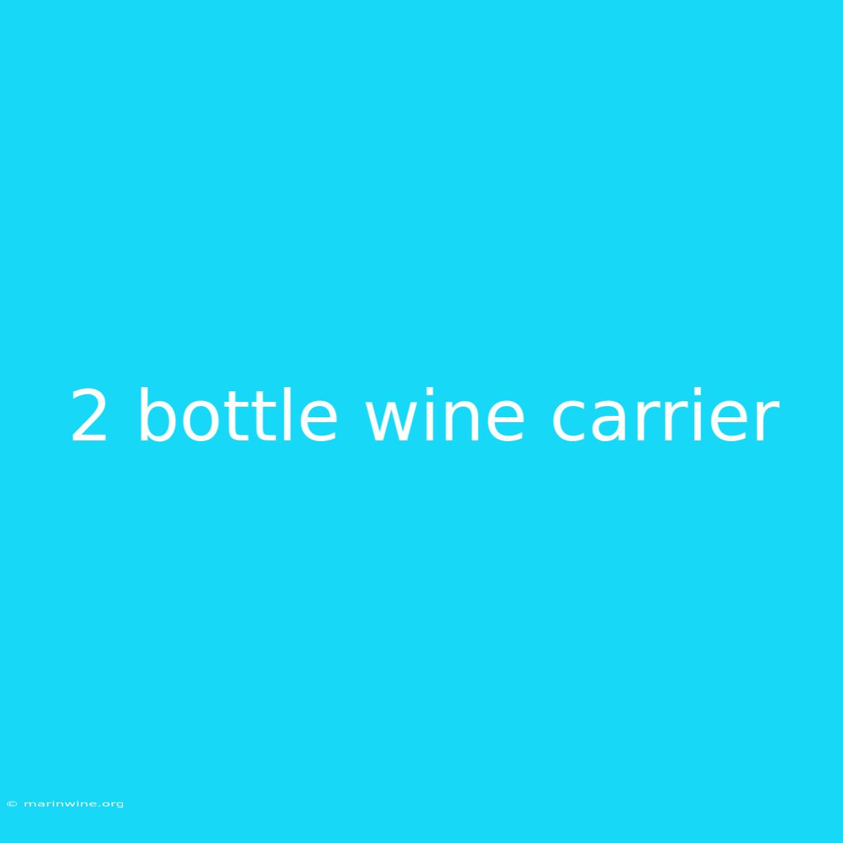 2 Bottle Wine Carrier