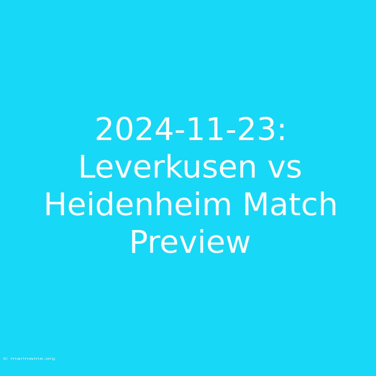 2024-11-23: Leverkusen Vs Heidenheim Match Preview