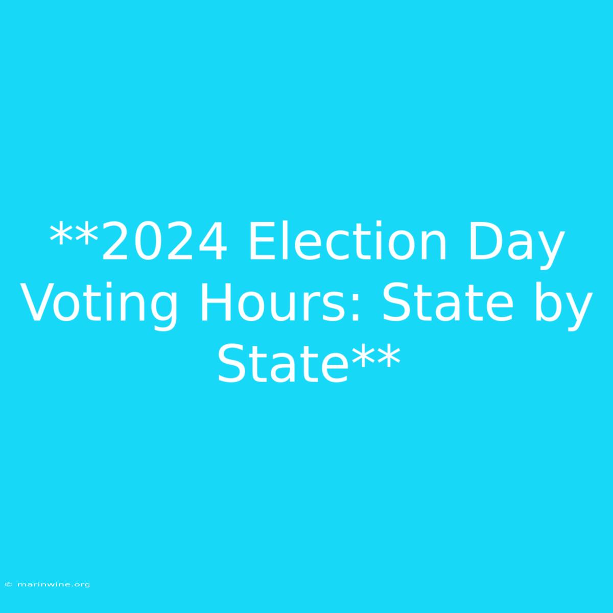 **2024 Election Day Voting Hours: State By State** 