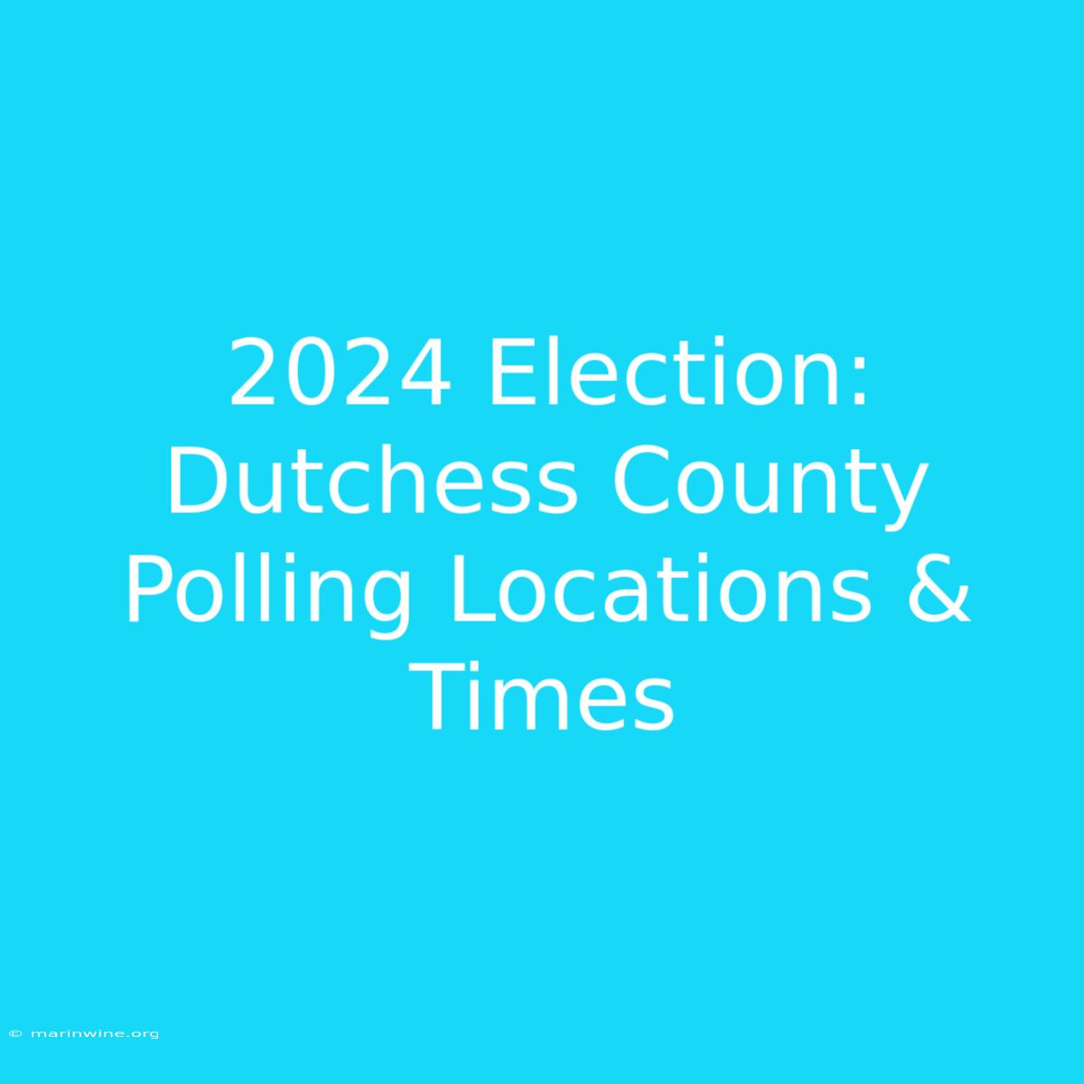 2024 Election: Dutchess County Polling Locations & Times 