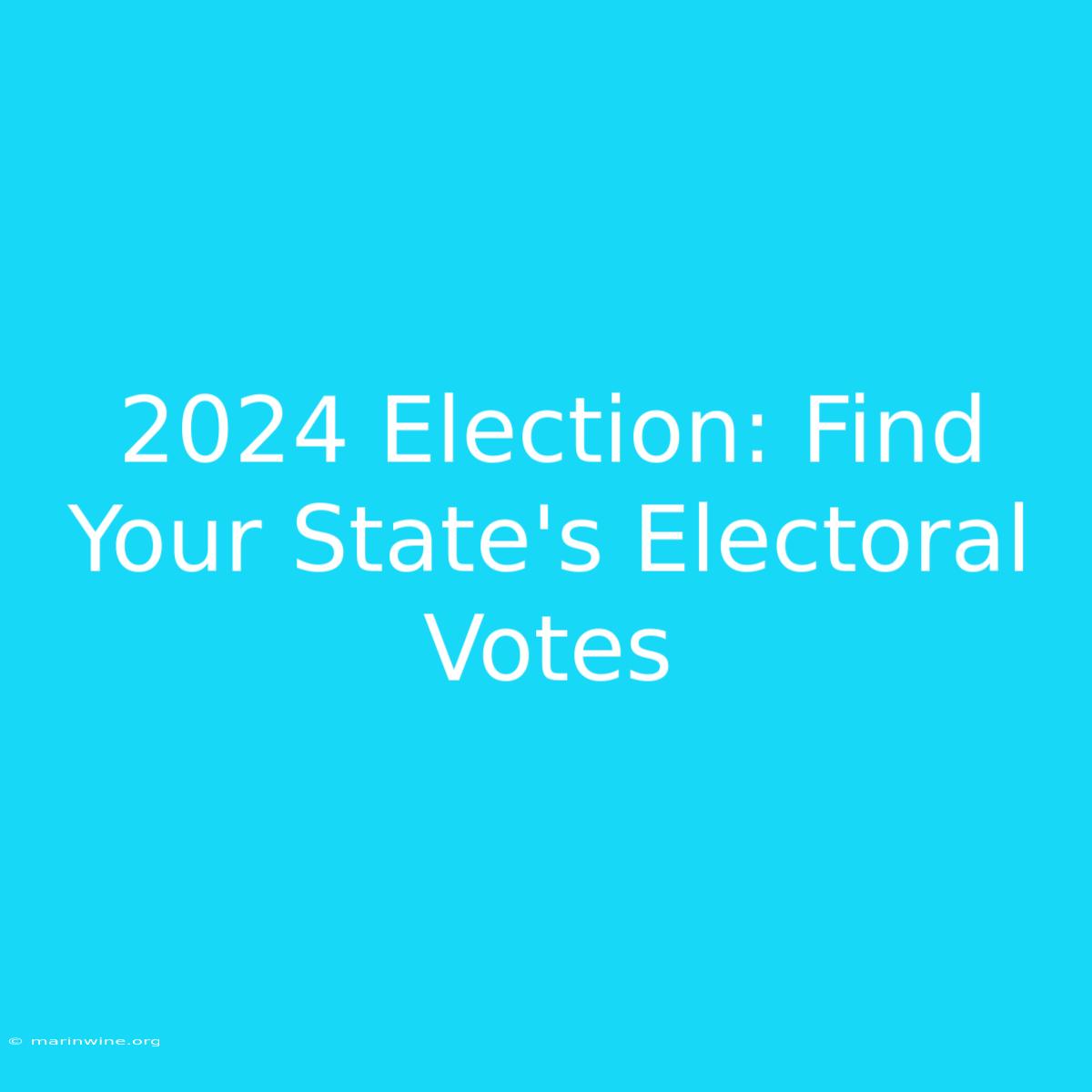 2024 Election: Find Your State's Electoral Votes