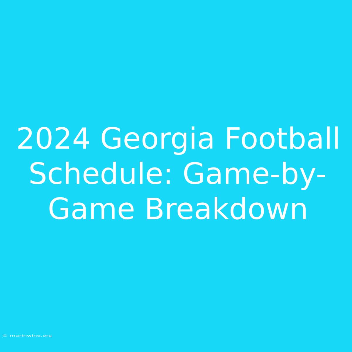 2024 Georgia Football Schedule: Game-by-Game Breakdown