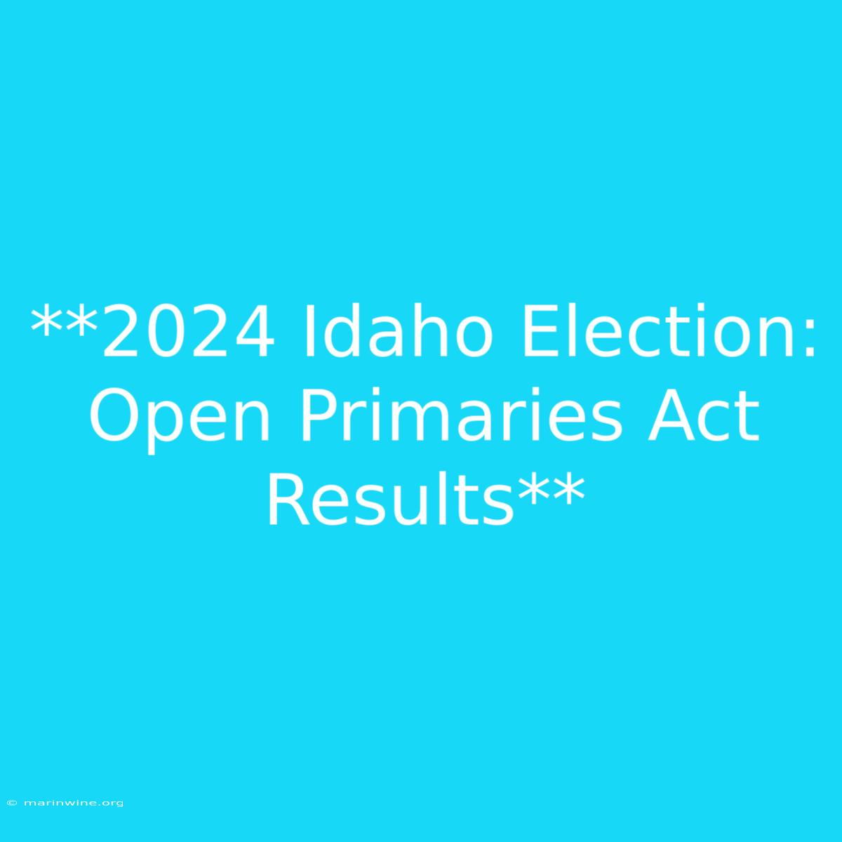 **2024 Idaho Election: Open Primaries Act Results**