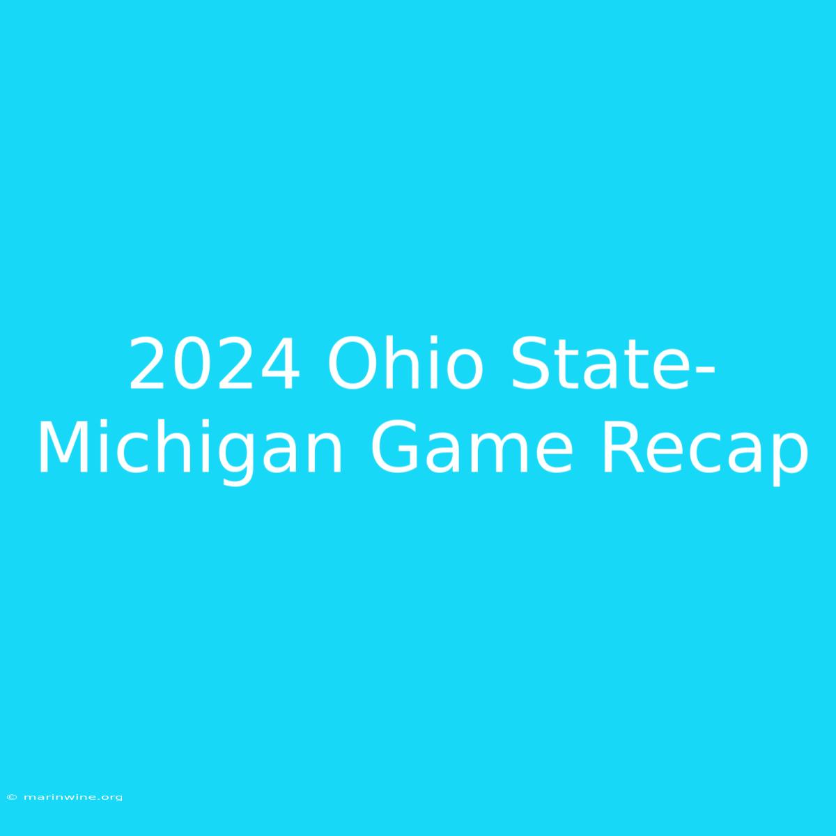 2024 Ohio State-Michigan Game Recap