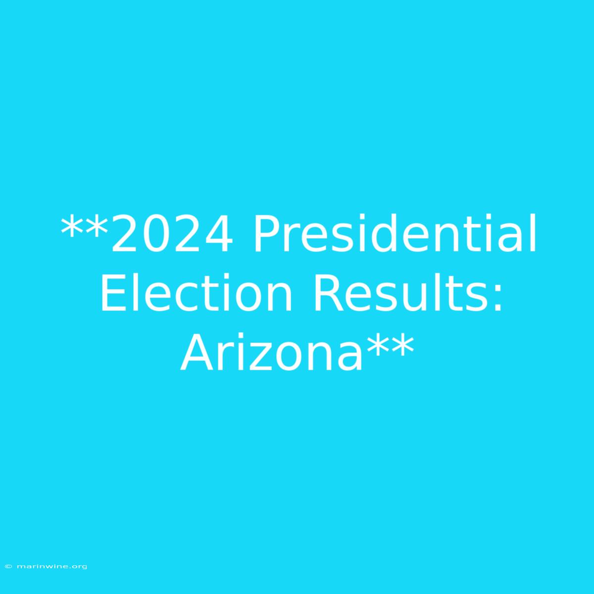 **2024 Presidential Election Results: Arizona** 