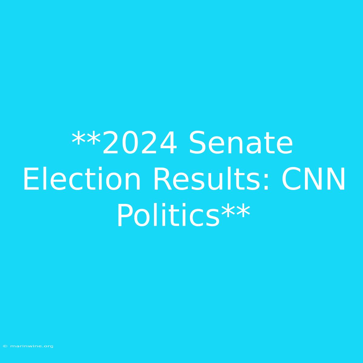 **2024 Senate Election Results: CNN Politics**