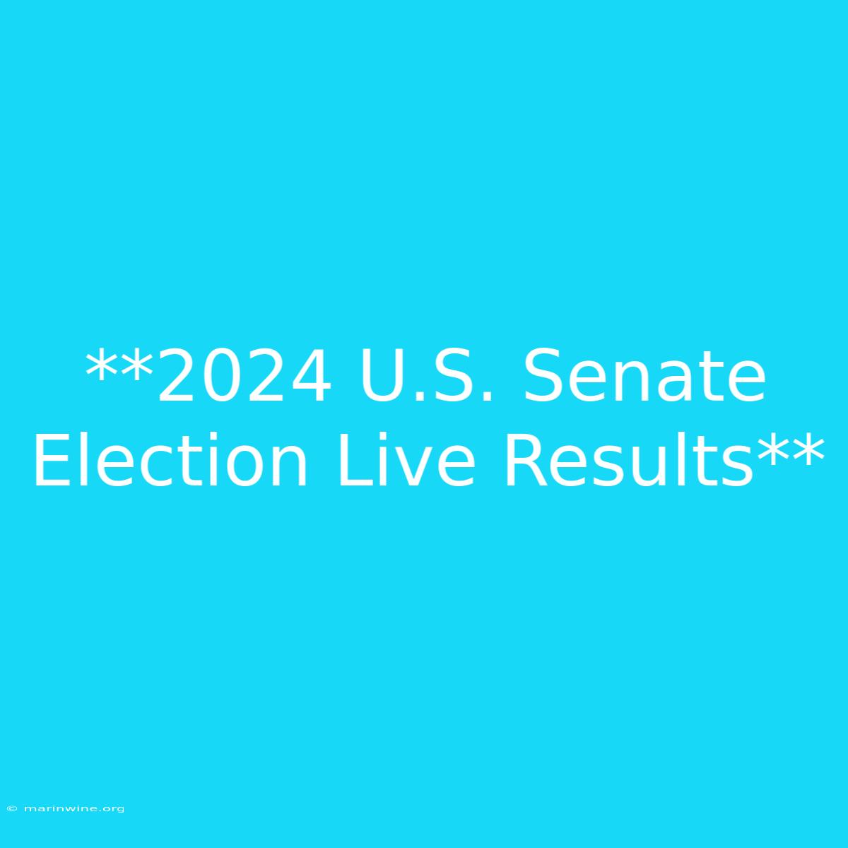 **2024 U.S. Senate Election Live Results**