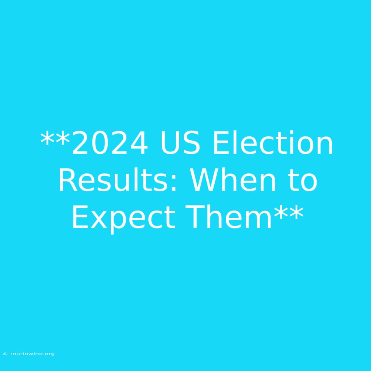 **2024 US Election Results: When To Expect Them**