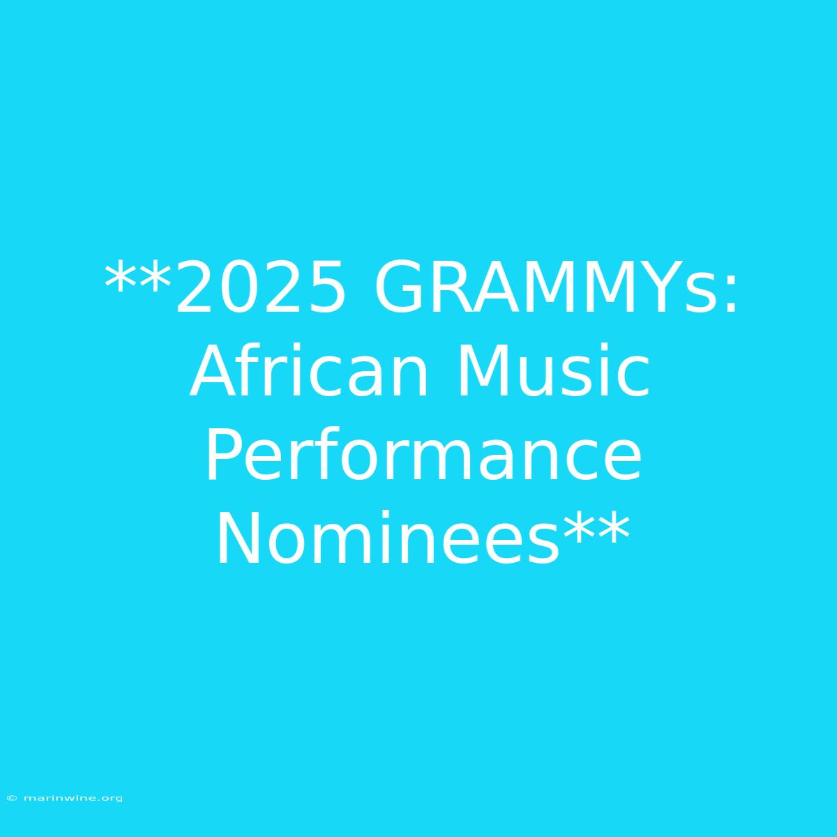 **2025 GRAMMYs: African Music Performance Nominees**