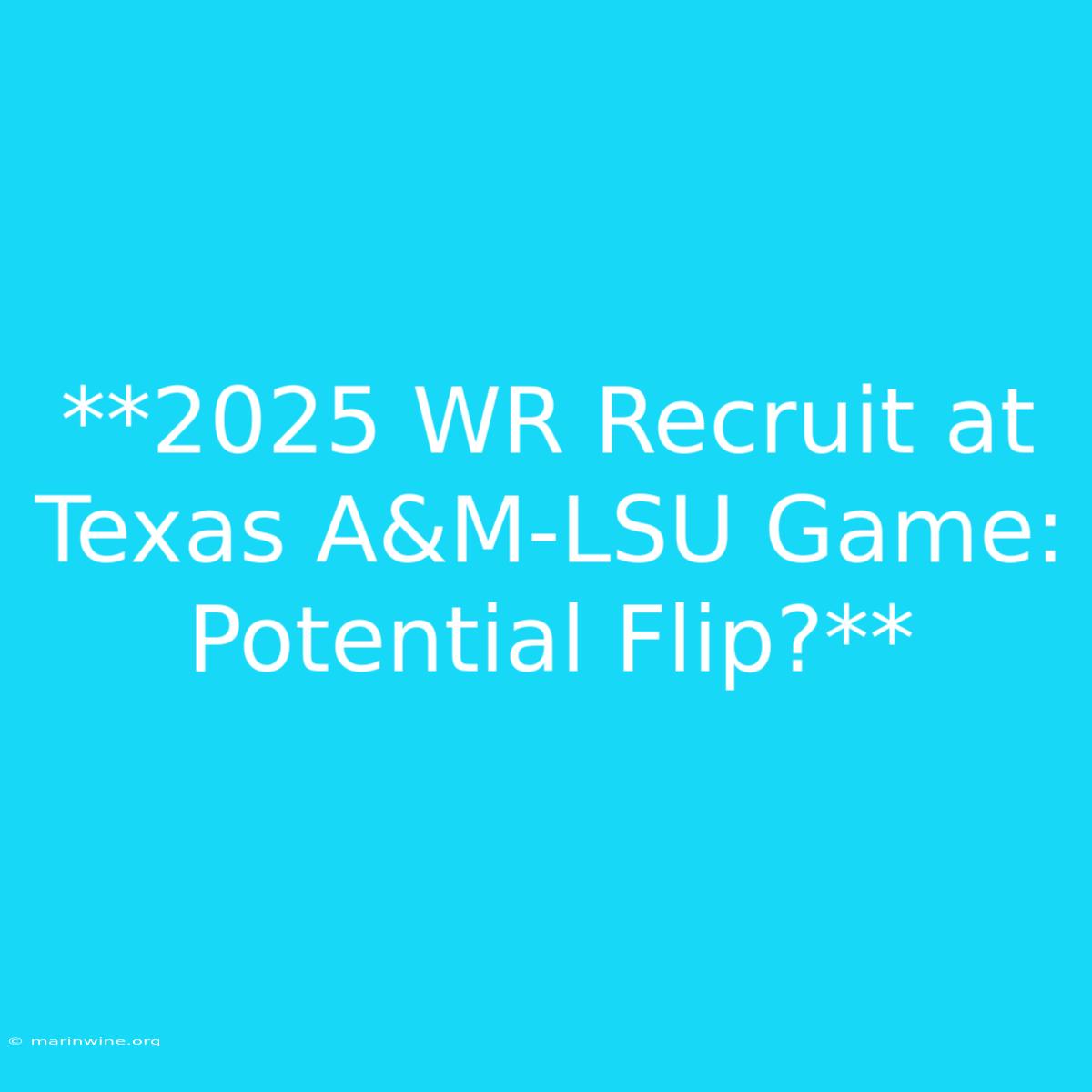 **2025 WR Recruit At Texas A&M-LSU Game: Potential Flip?** 