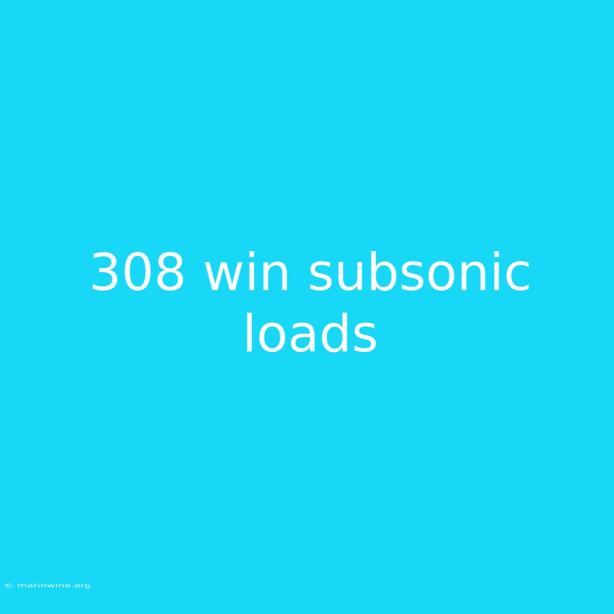 308 Win Subsonic Loads