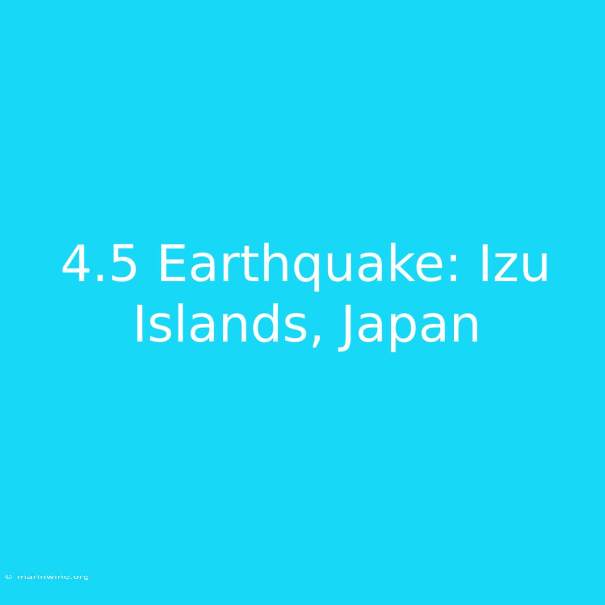 4.5 Earthquake: Izu Islands, Japan