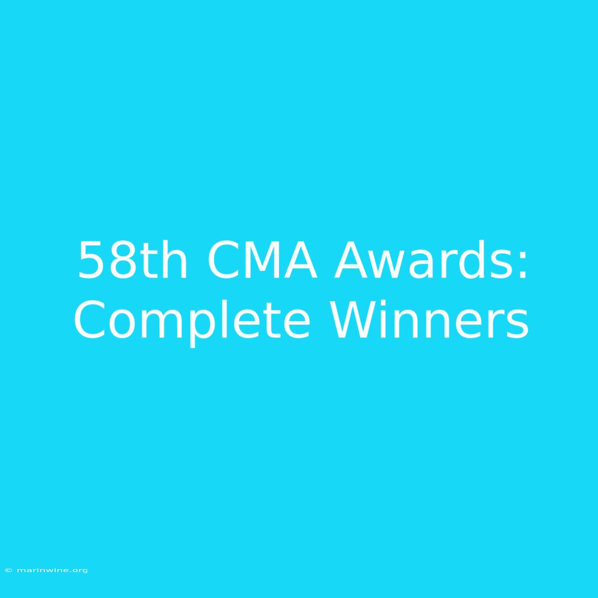 58th CMA Awards: Complete Winners