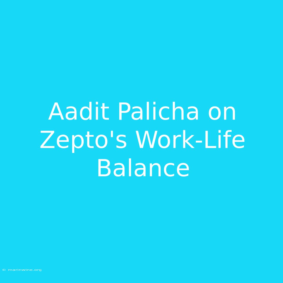 Aadit Palicha On Zepto's Work-Life Balance