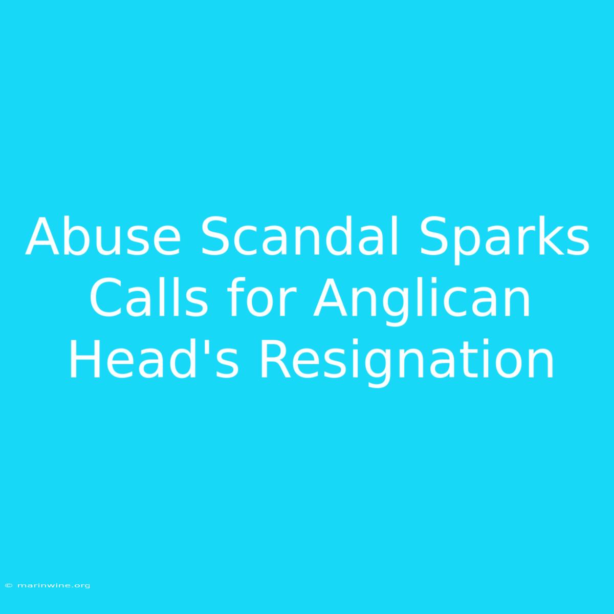 Abuse Scandal Sparks Calls For Anglican Head's Resignation