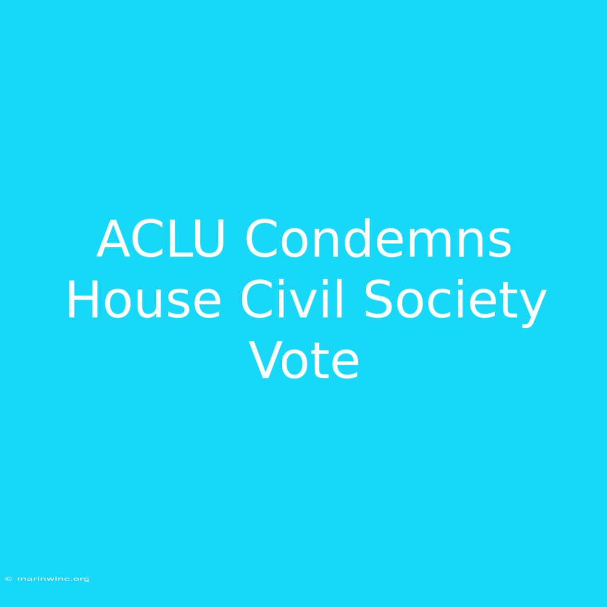 ACLU Condemns House Civil Society Vote