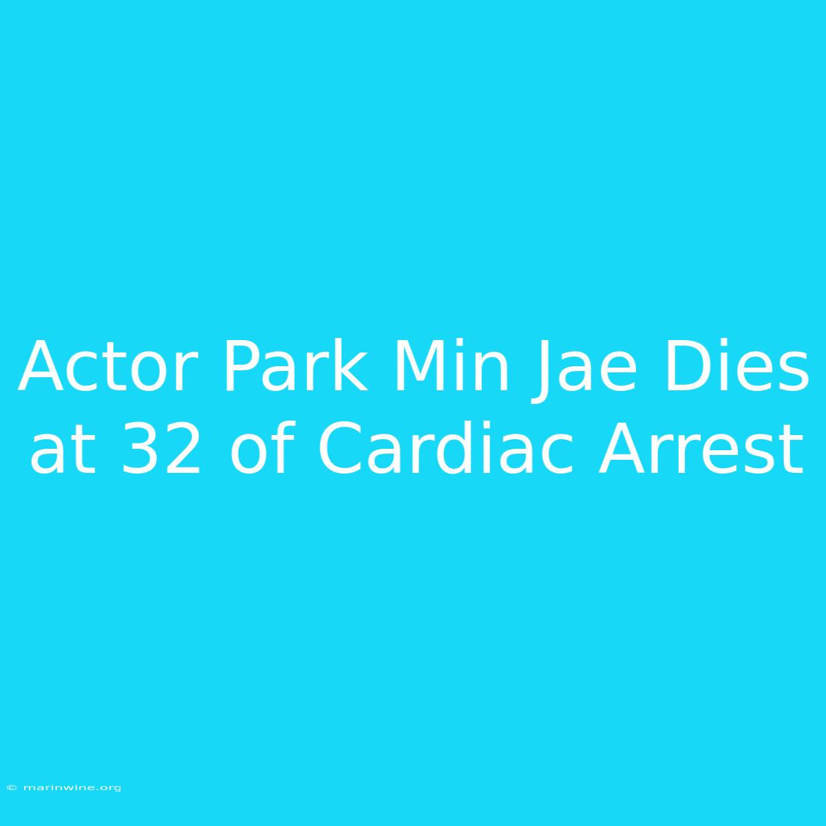 Actor Park Min Jae Dies At 32 Of Cardiac Arrest