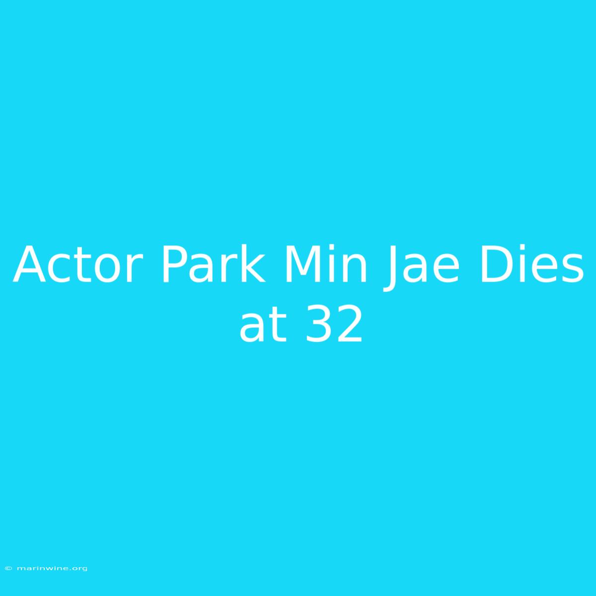 Actor Park Min Jae Dies At 32