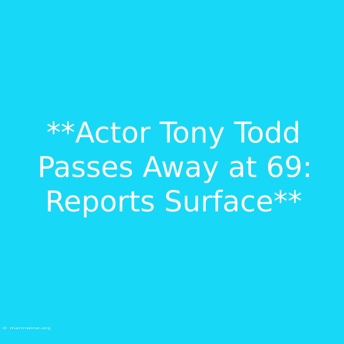 **Actor Tony Todd Passes Away At 69: Reports Surface**