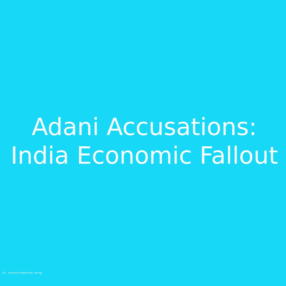 Adani Accusations: India Economic Fallout