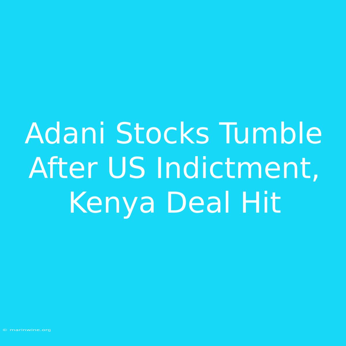 Adani Stocks Tumble After US Indictment, Kenya Deal Hit