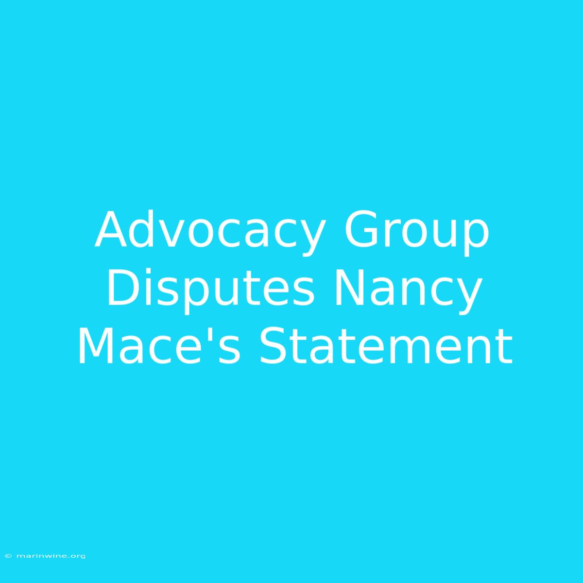 Advocacy Group Disputes Nancy Mace's Statement