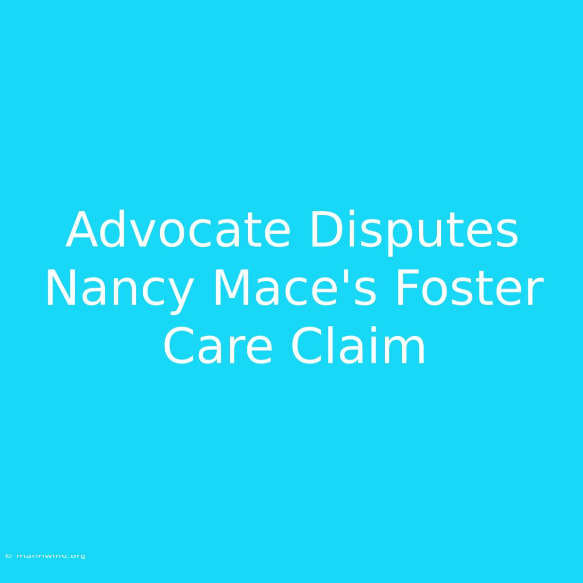 Advocate Disputes Nancy Mace's Foster Care Claim