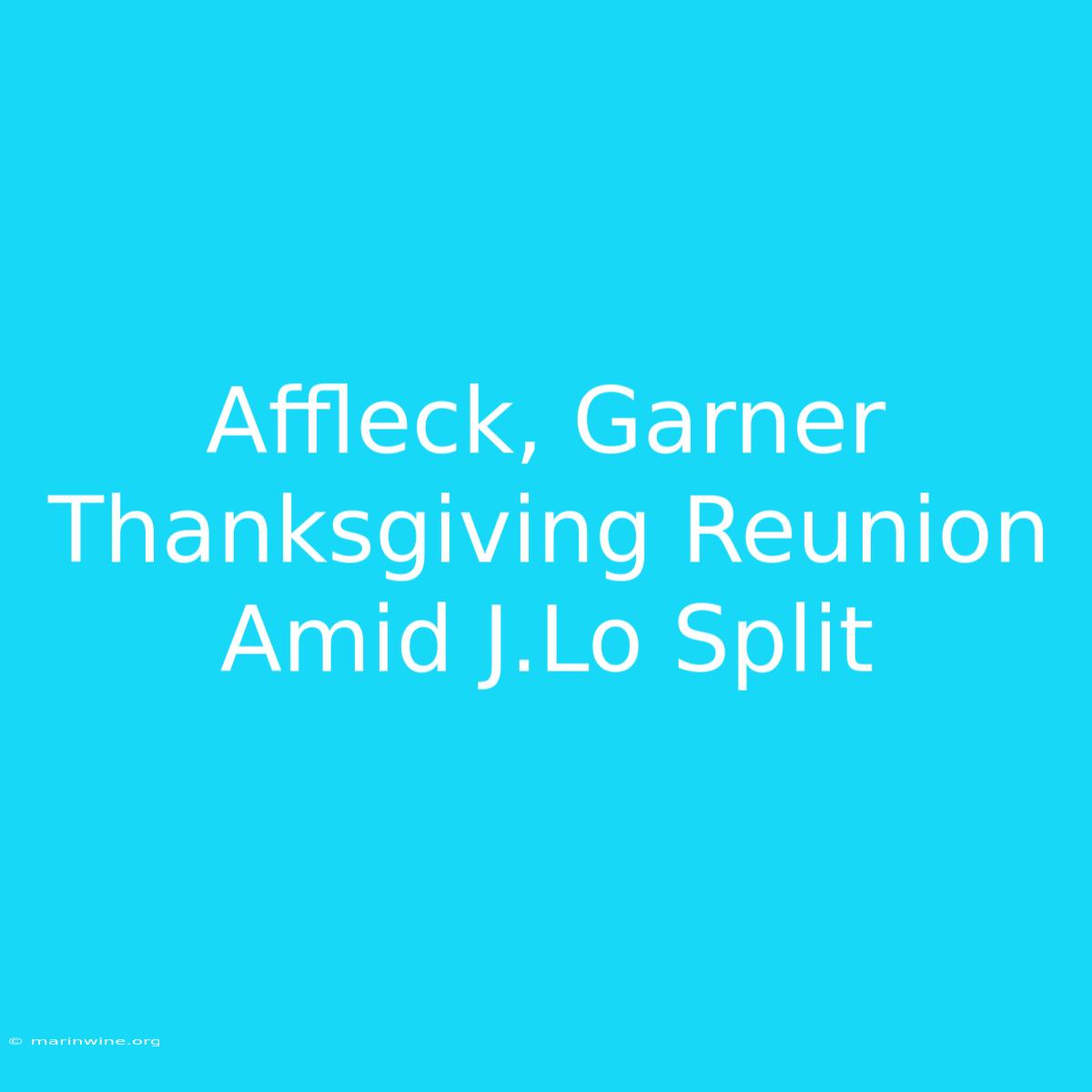 Affleck, Garner Thanksgiving Reunion Amid J.Lo Split