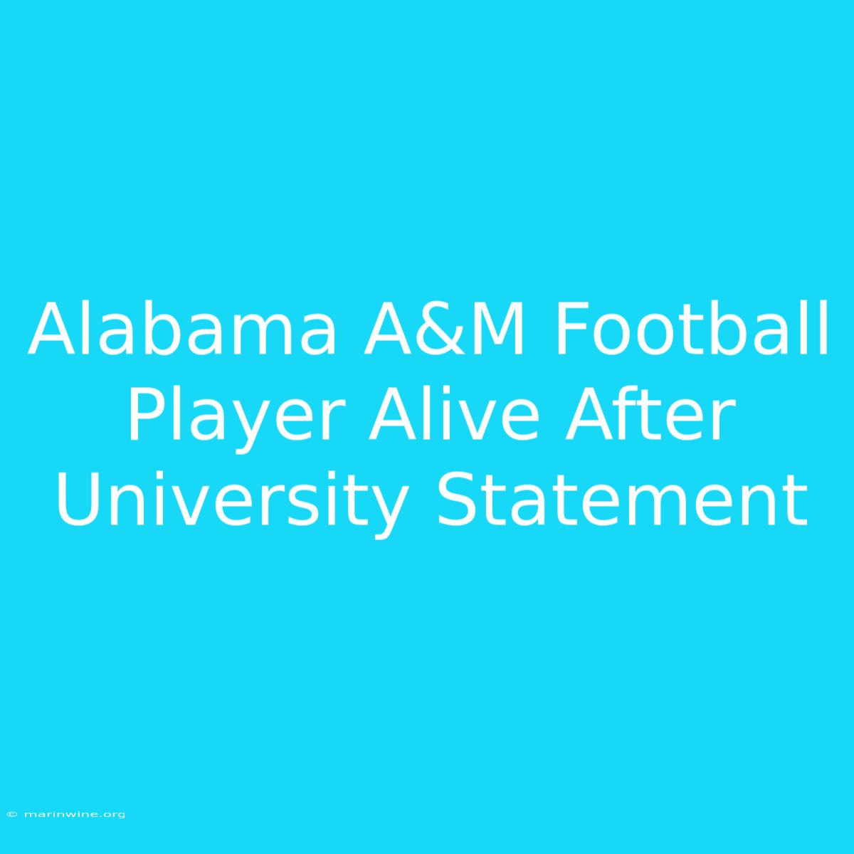 Alabama A&M Football Player Alive After University Statement