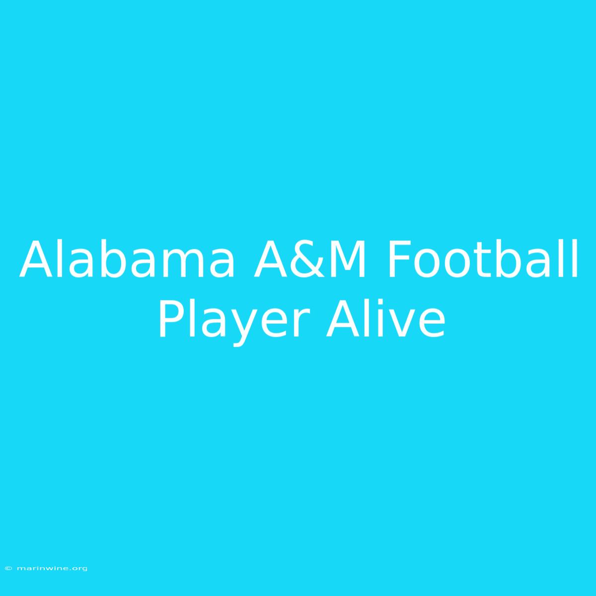 Alabama A&M Football Player Alive