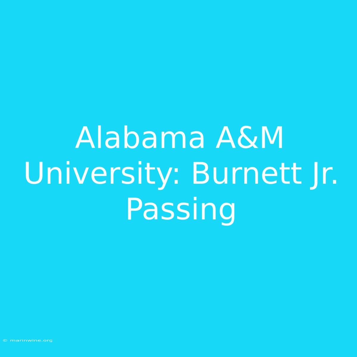 Alabama A&M University: Burnett Jr. Passing