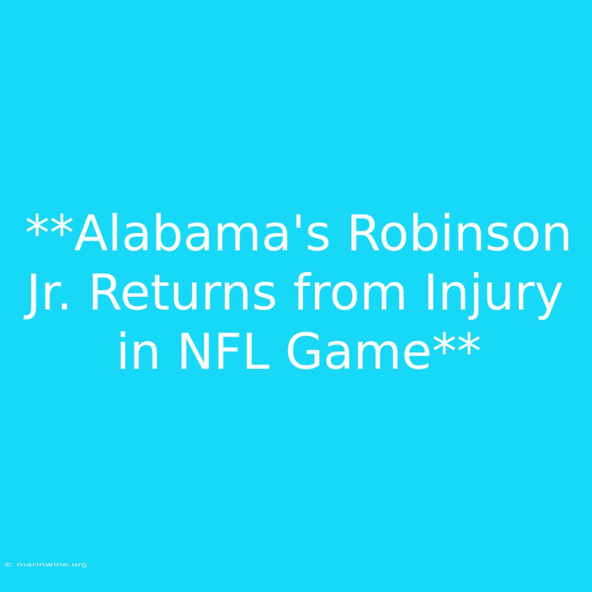 **Alabama's Robinson Jr. Returns From Injury In NFL Game** 