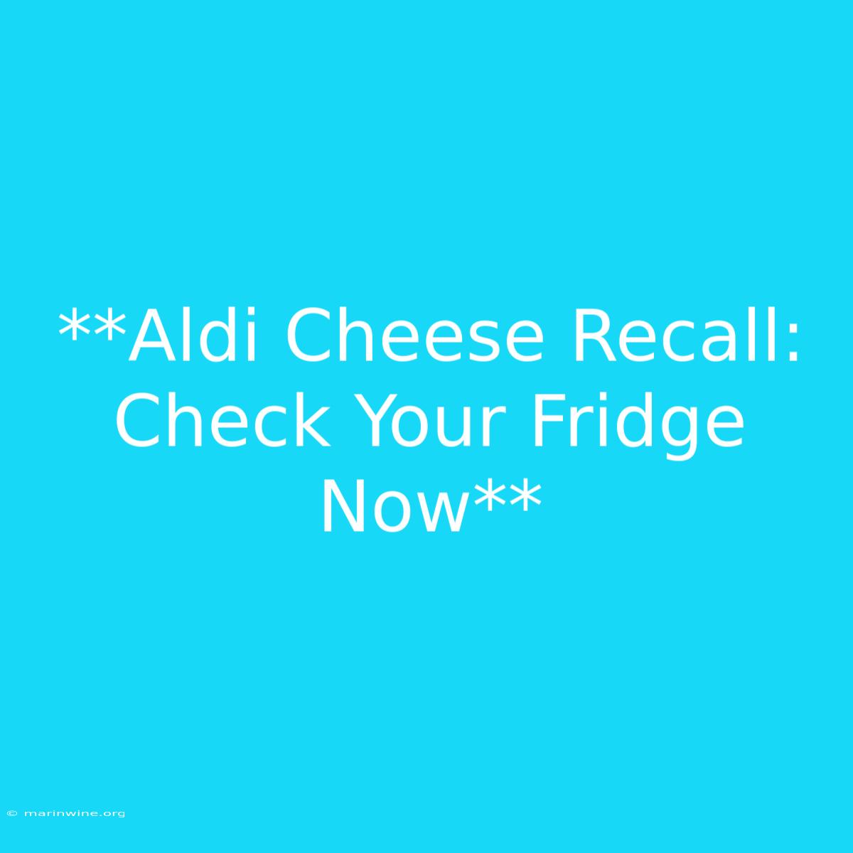 **Aldi Cheese Recall: Check Your Fridge Now**