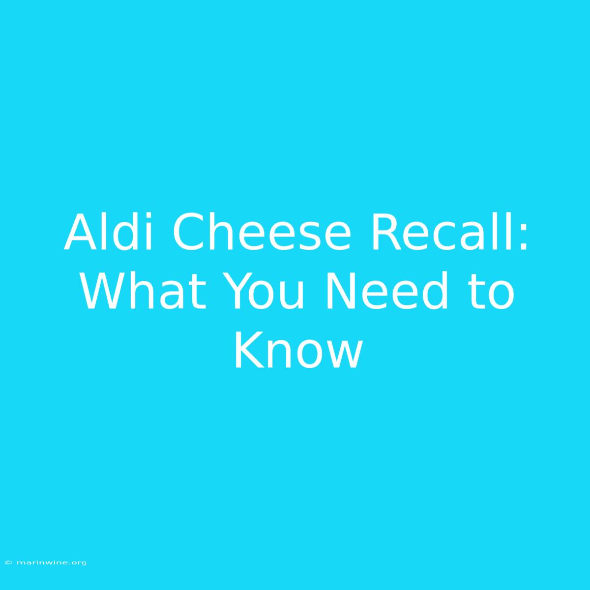 Aldi Cheese Recall: What You Need To Know