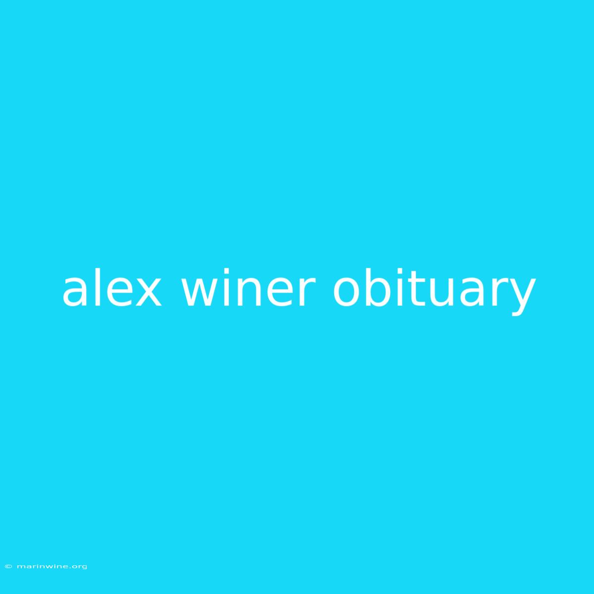 Alex Winer Obituary