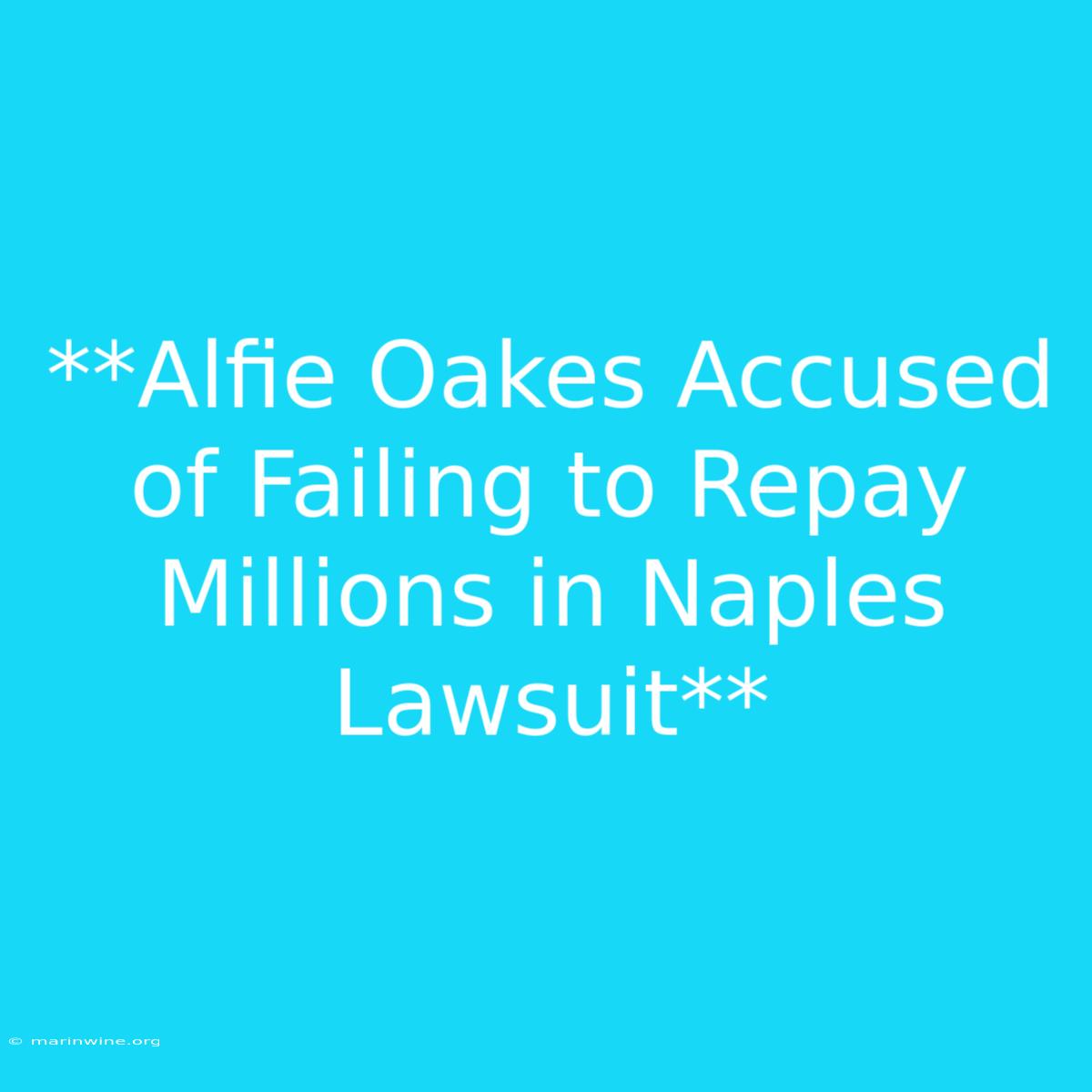 **Alfie Oakes Accused Of Failing To Repay Millions In Naples Lawsuit** 