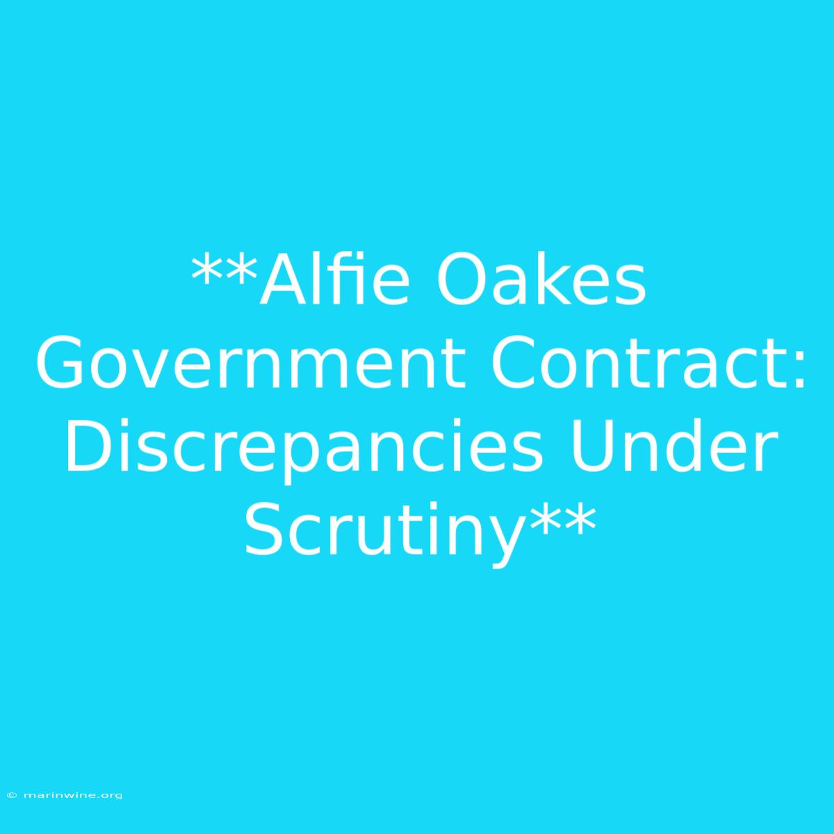 **Alfie Oakes Government Contract: Discrepancies Under Scrutiny** 