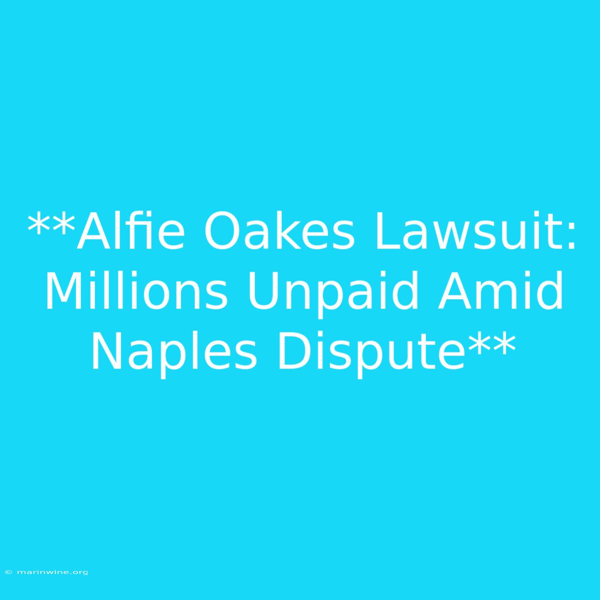 **Alfie Oakes Lawsuit: Millions Unpaid Amid Naples Dispute**