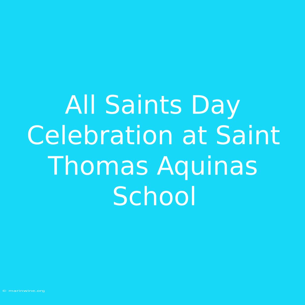 All Saints Day Celebration At Saint Thomas Aquinas School 