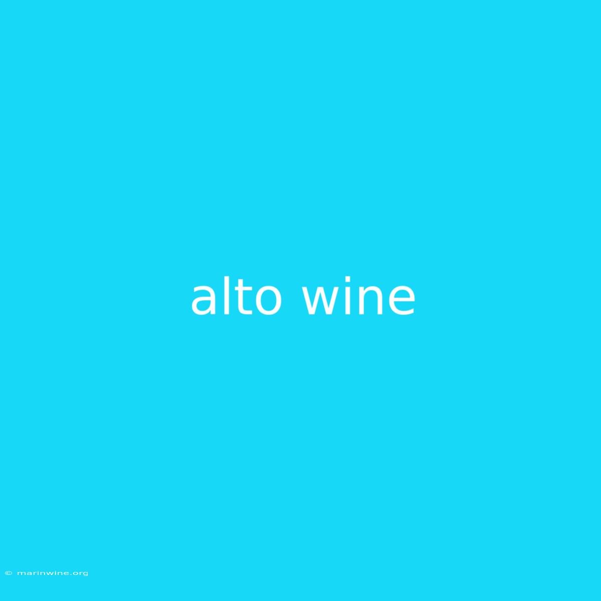 Alto Wine