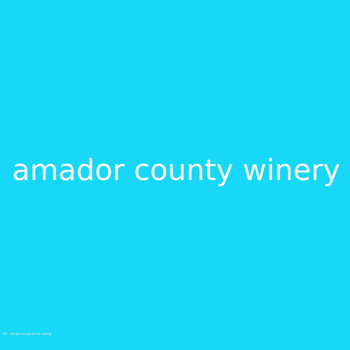 Amador County Winery