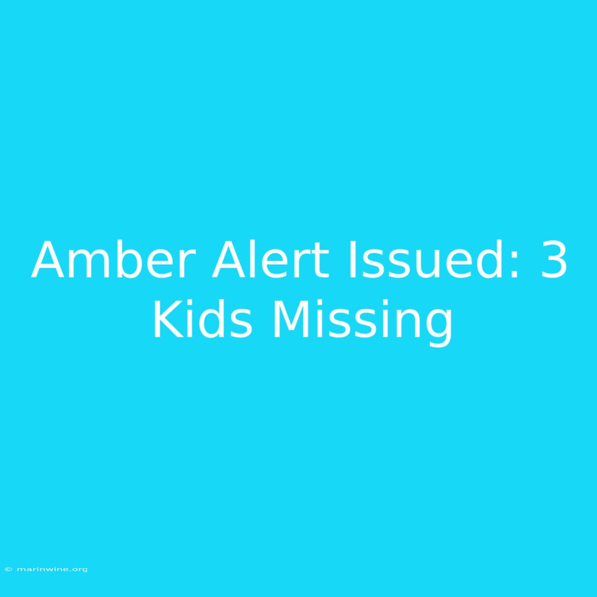 Amber Alert Issued: 3 Kids Missing