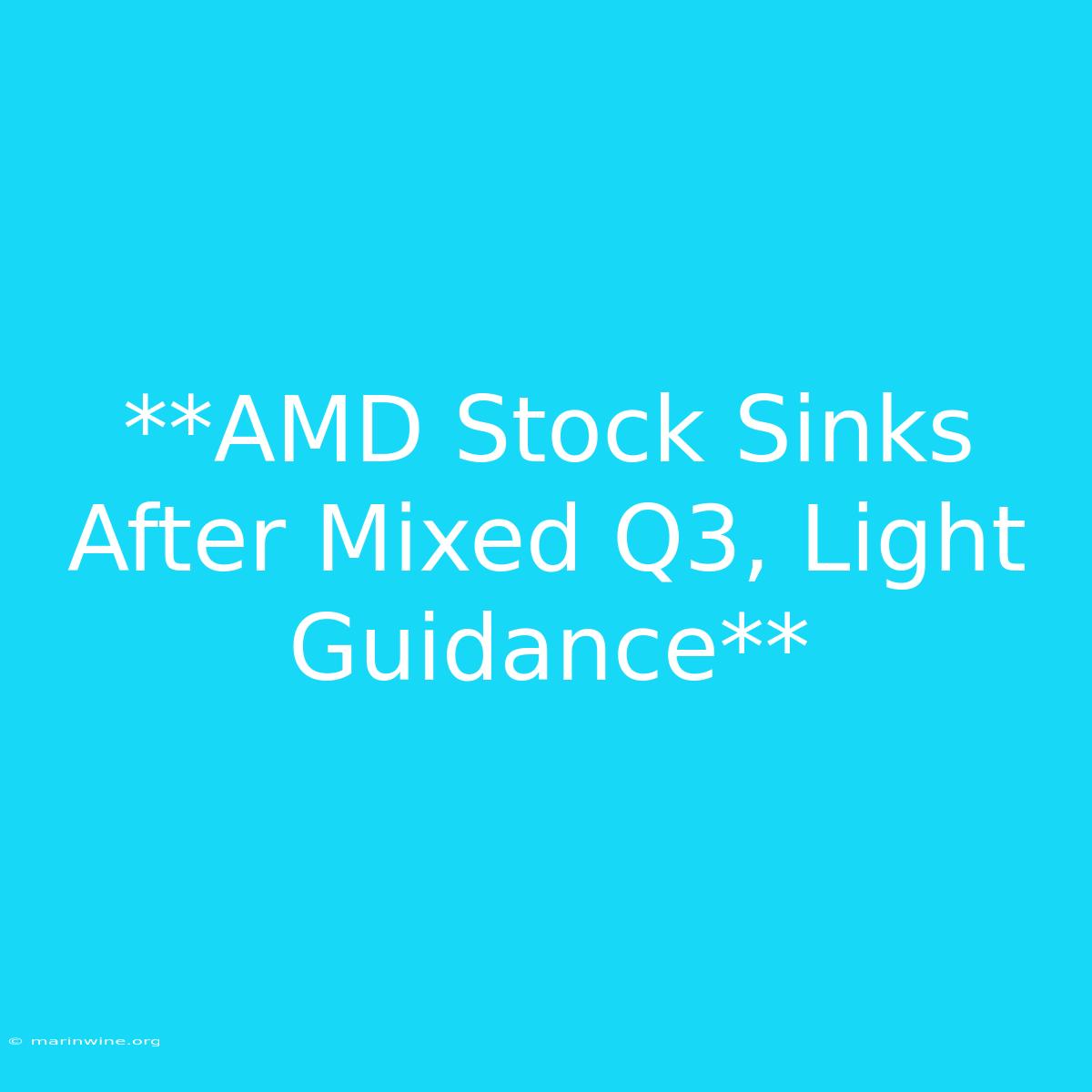 **AMD Stock Sinks After Mixed Q3, Light Guidance** 