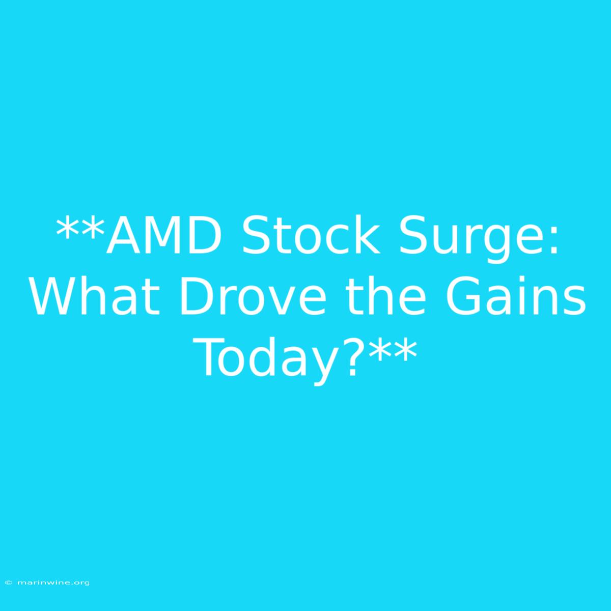 **AMD Stock Surge: What Drove The Gains Today?**