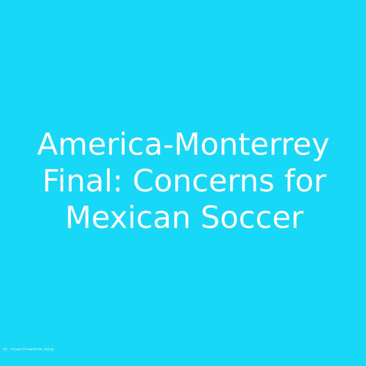 America-Monterrey Final: Concerns For Mexican Soccer