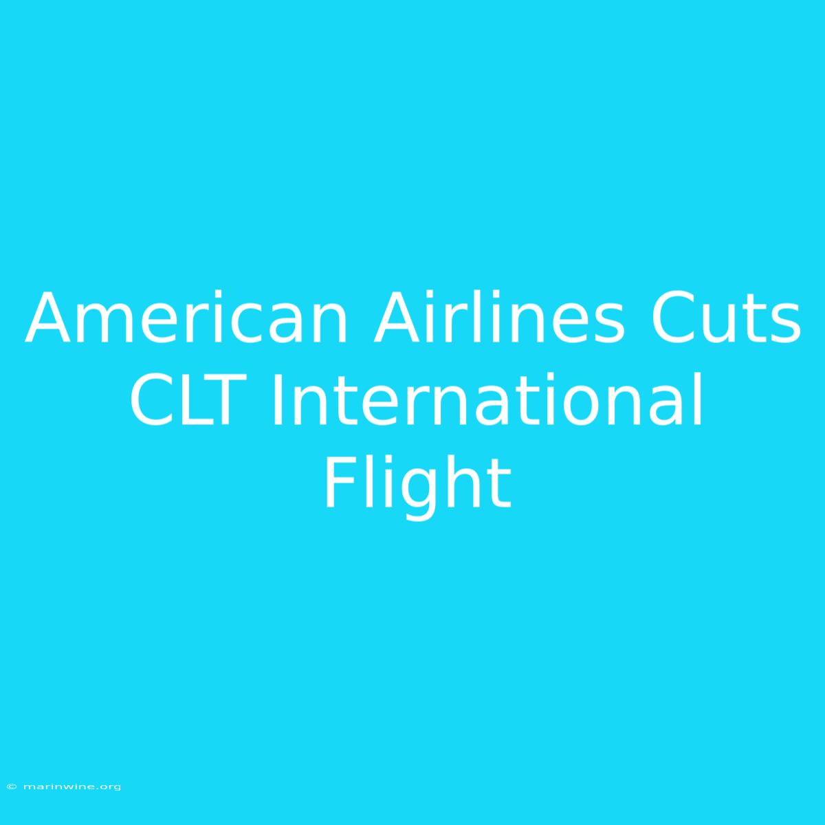 American Airlines Cuts CLT International Flight